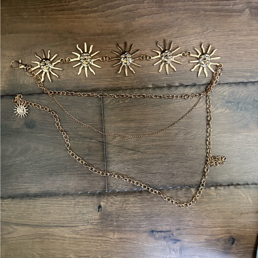 Gold Sunburst Multi-Chain Waist Belt